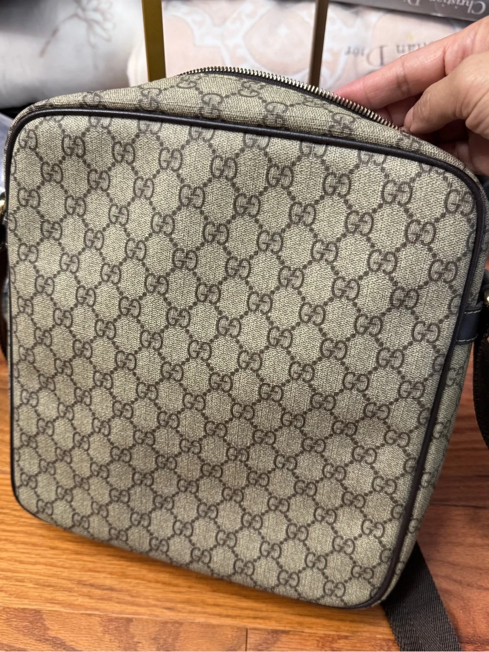 Gucci Brown and Beige GG Canvas Messenger Bag